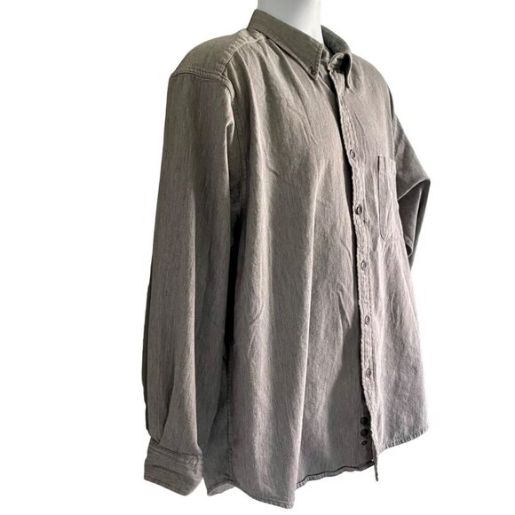 Eddie Bauer Long Sleeve Button Down Shirt Grey Cotton Men's Large - Picture 3 of 8